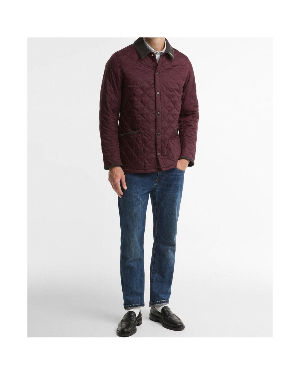 Barbour Purple Diamond Quilted Collared Jacket for men