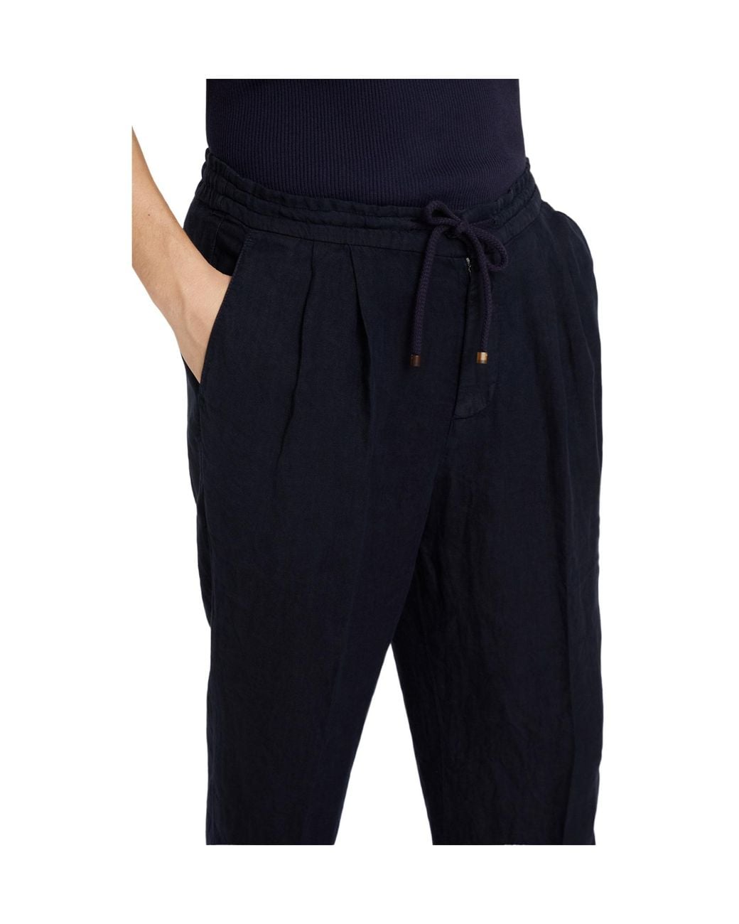 Brunello Cucinelli Blue Elasticated Waistband Drawstring Pants for men