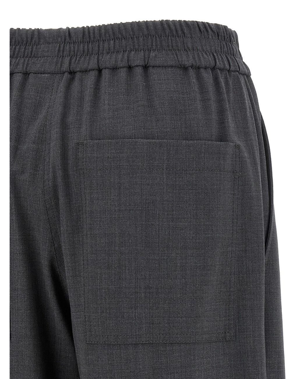 Brunello Cucinelli Gray Stretch Virgin Wool Fluid Trousers