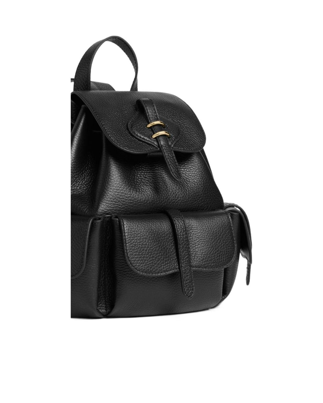 Coccinelle Black Medium Mavery Grained Leather Pocket-Detail Backpack
