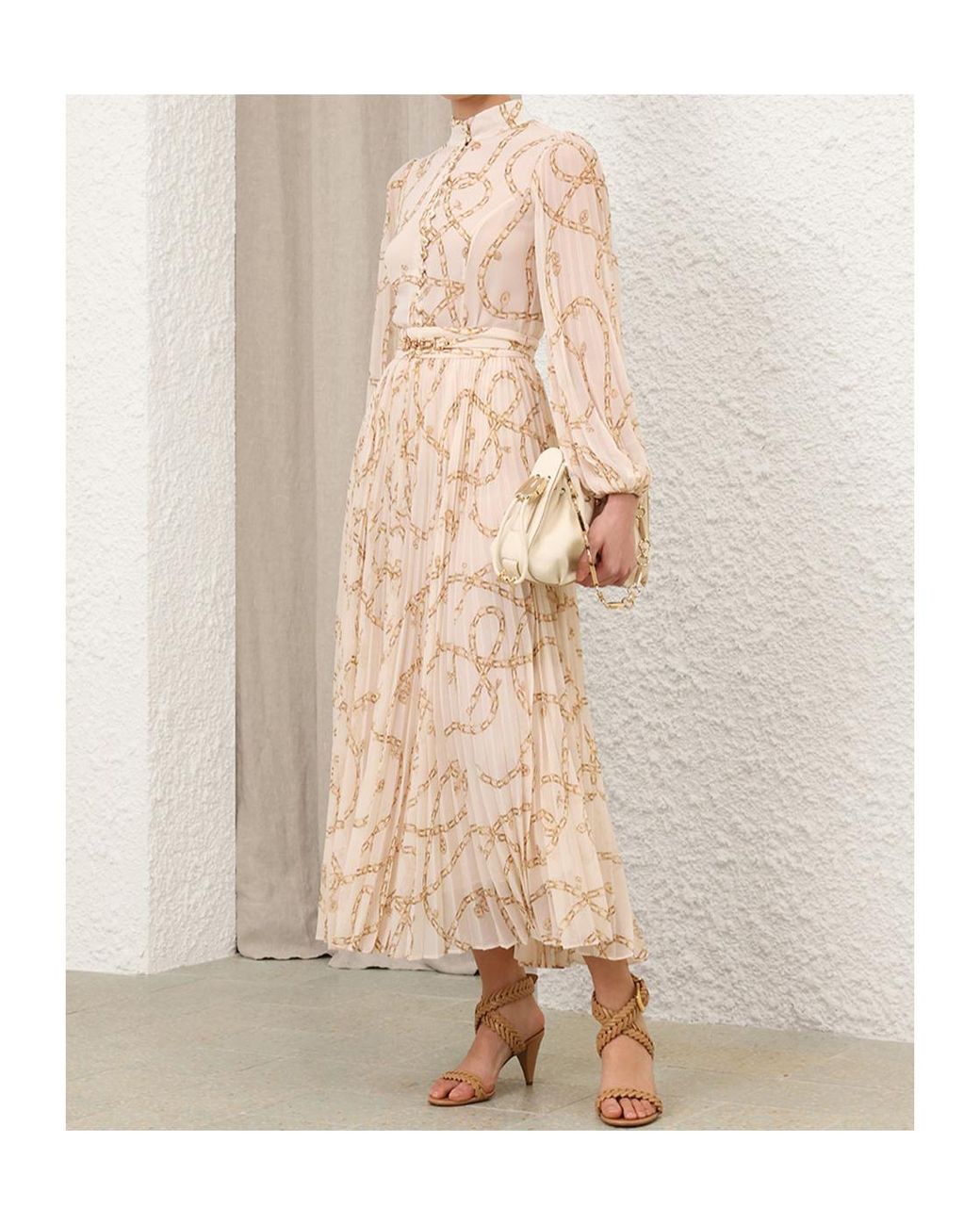 Zimmermann Natural Sunray Pleated Blouse