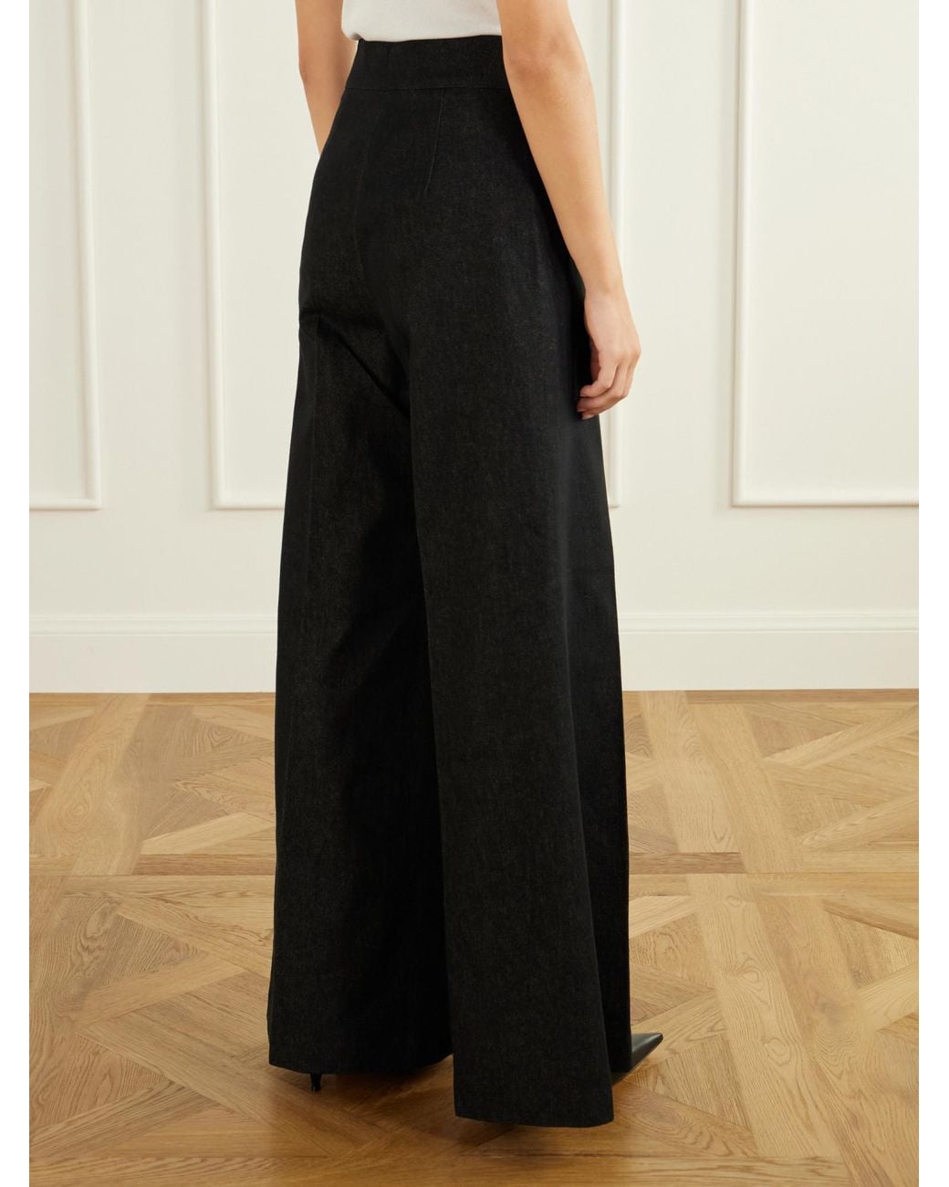 Carolina Herrera Black Diana High-Rise Wide-Leg Jeans