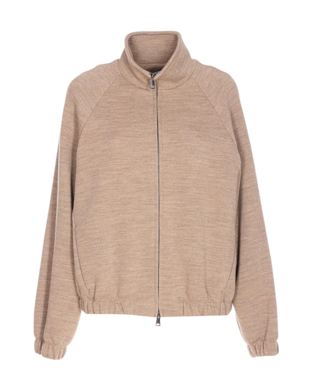 Max Mara Natural Frine High-Neck Zipped Sweatshirt