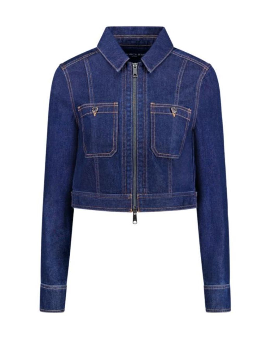 Veronica Beard Blue Patty Fitted Long Sleeve Denim Jacket