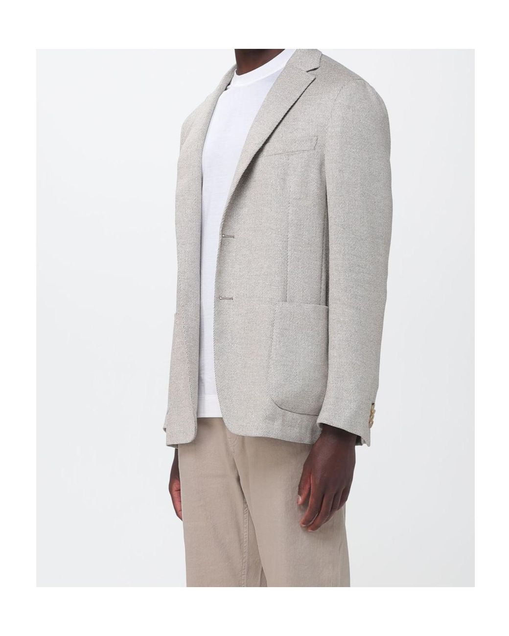 Zegna Gray Chevron-Pattern Single-Breasted Blazer for men
