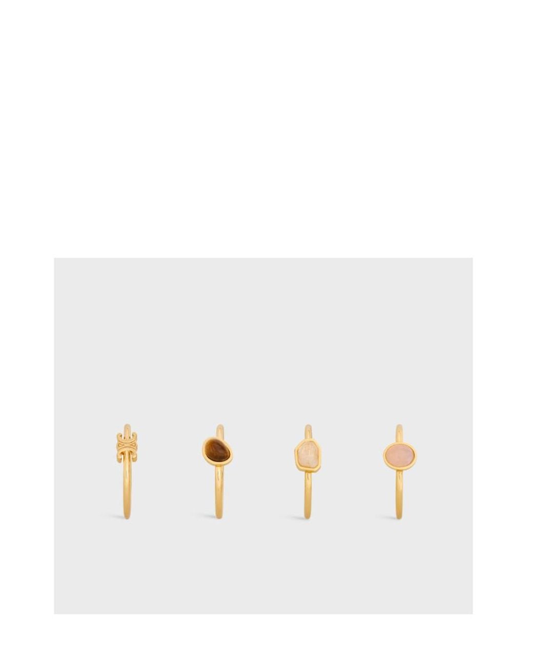 Céline Metallic Triomphe Indie Set Of 4 Rings