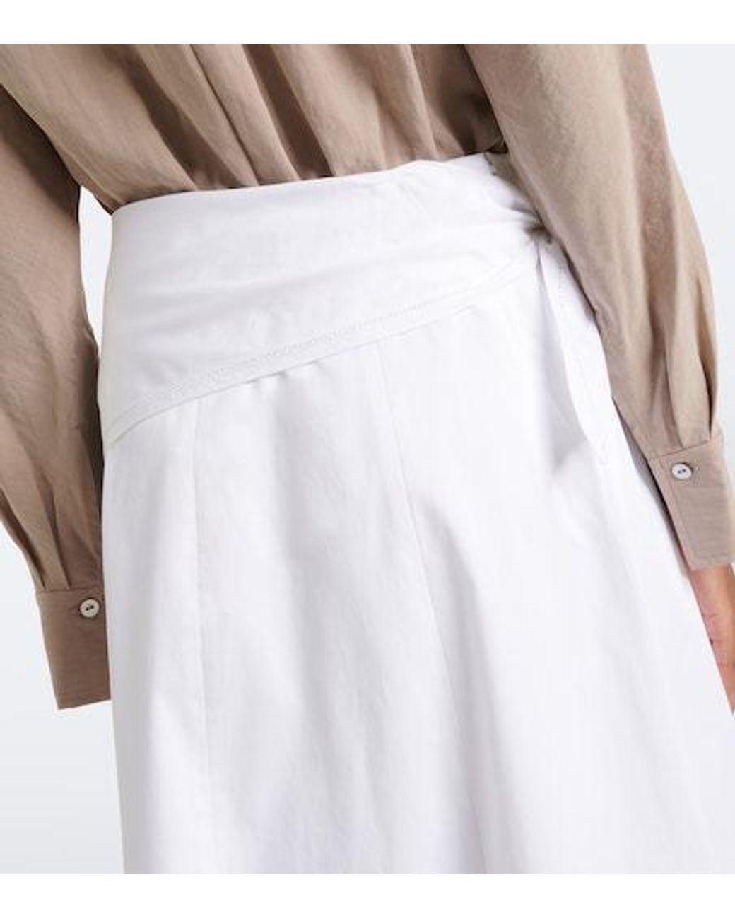 Vince White Cotton Poplin Midi Skirt