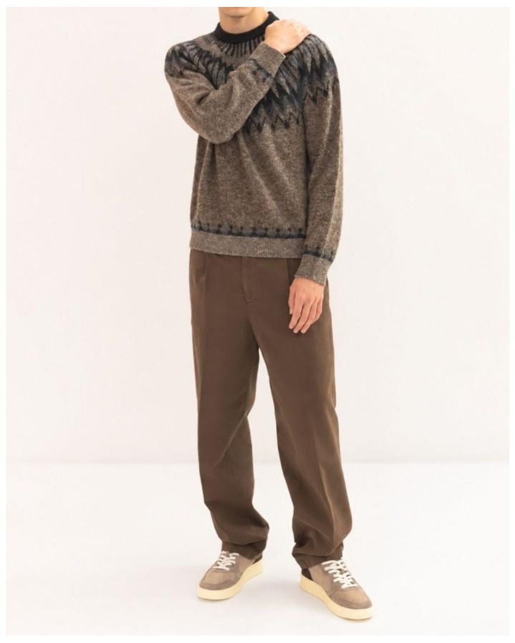 Roberto Collina Gray Crew-Neck Sweater for men
