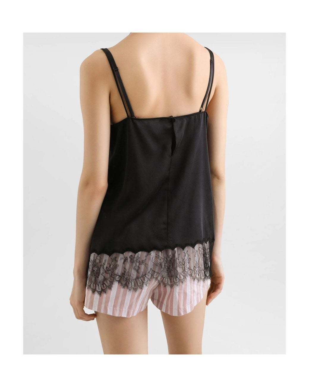 Dolce & Gabbana Black Lace Trim Camisole Top