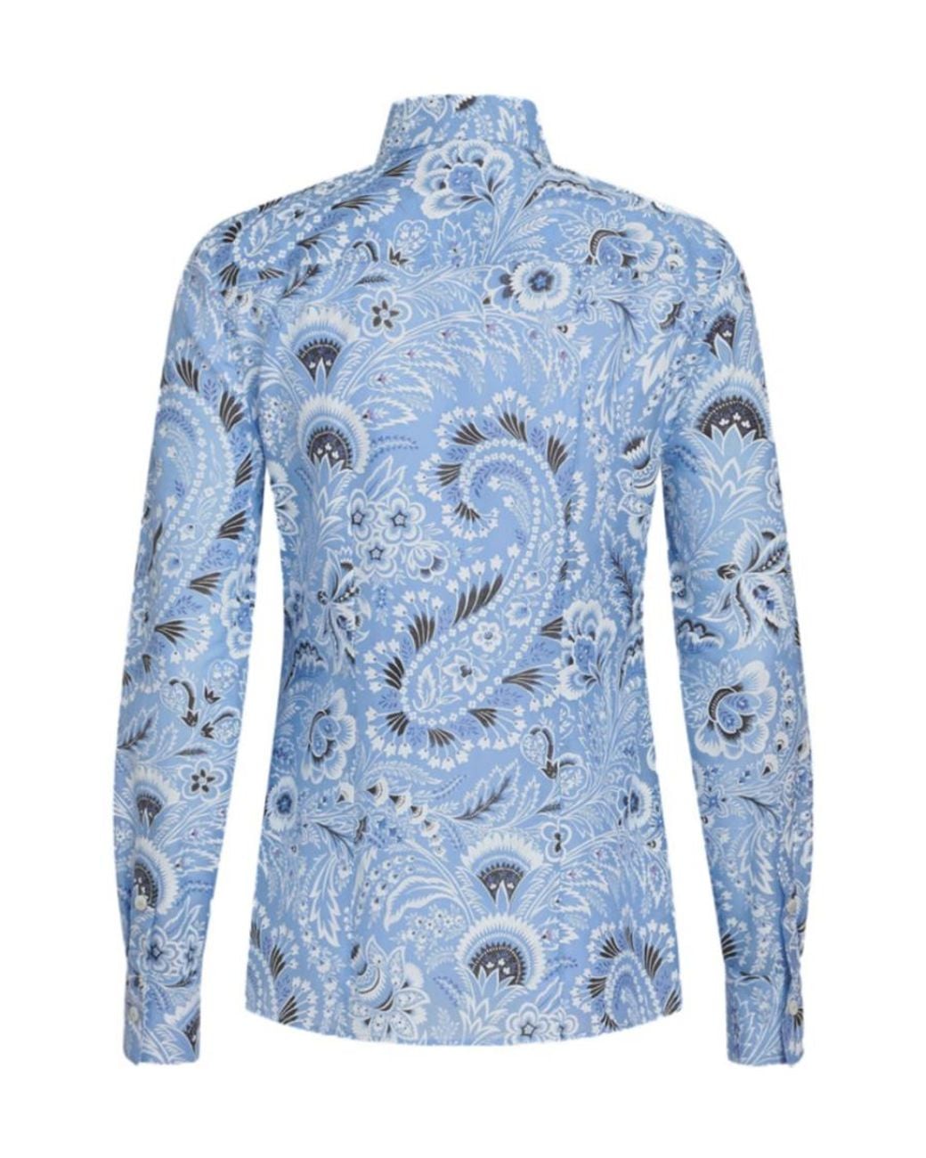 Etro Blue Paisley Printed Buttoned Shirt