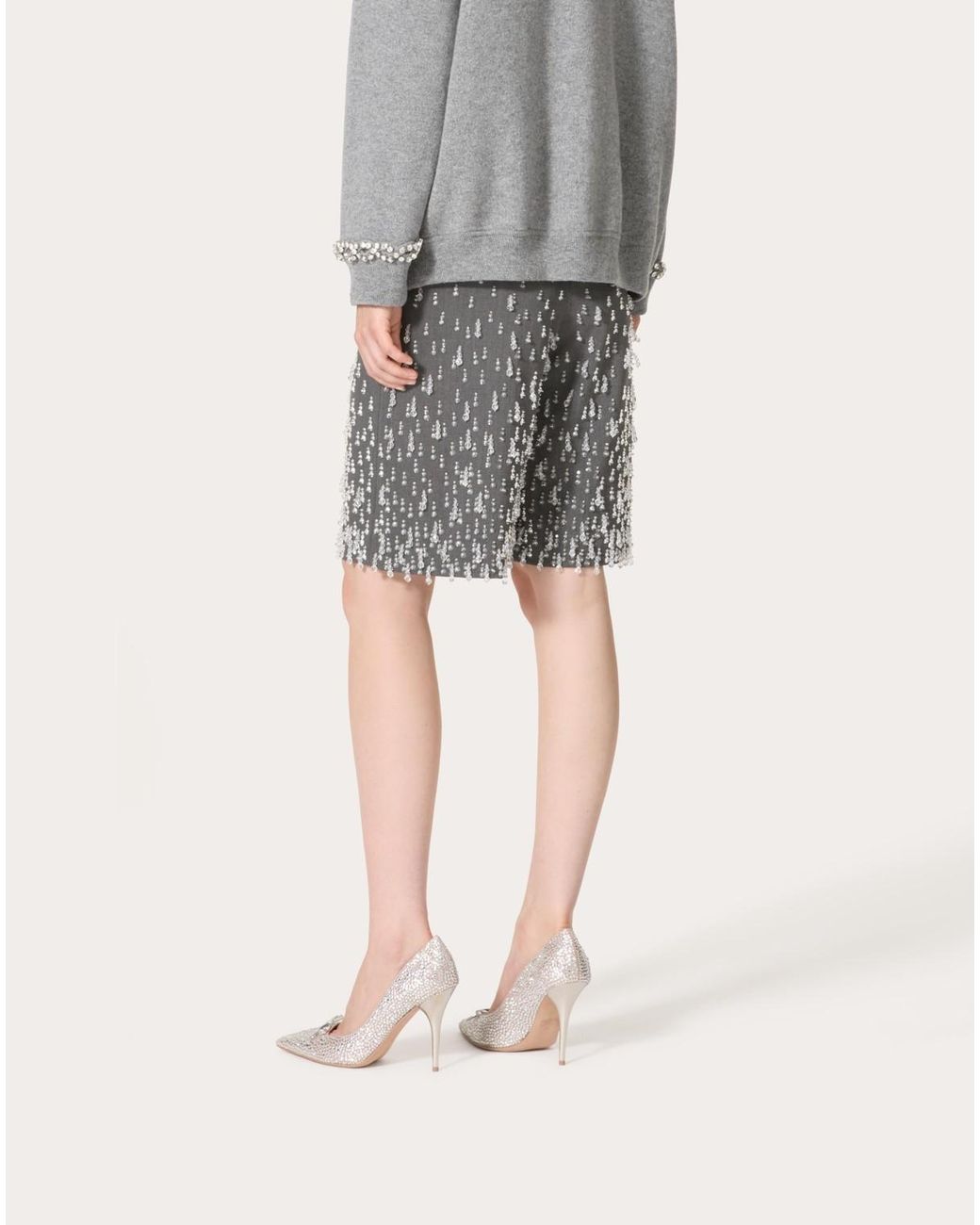 Valentino Gray Embellished Low-Rise Shorts