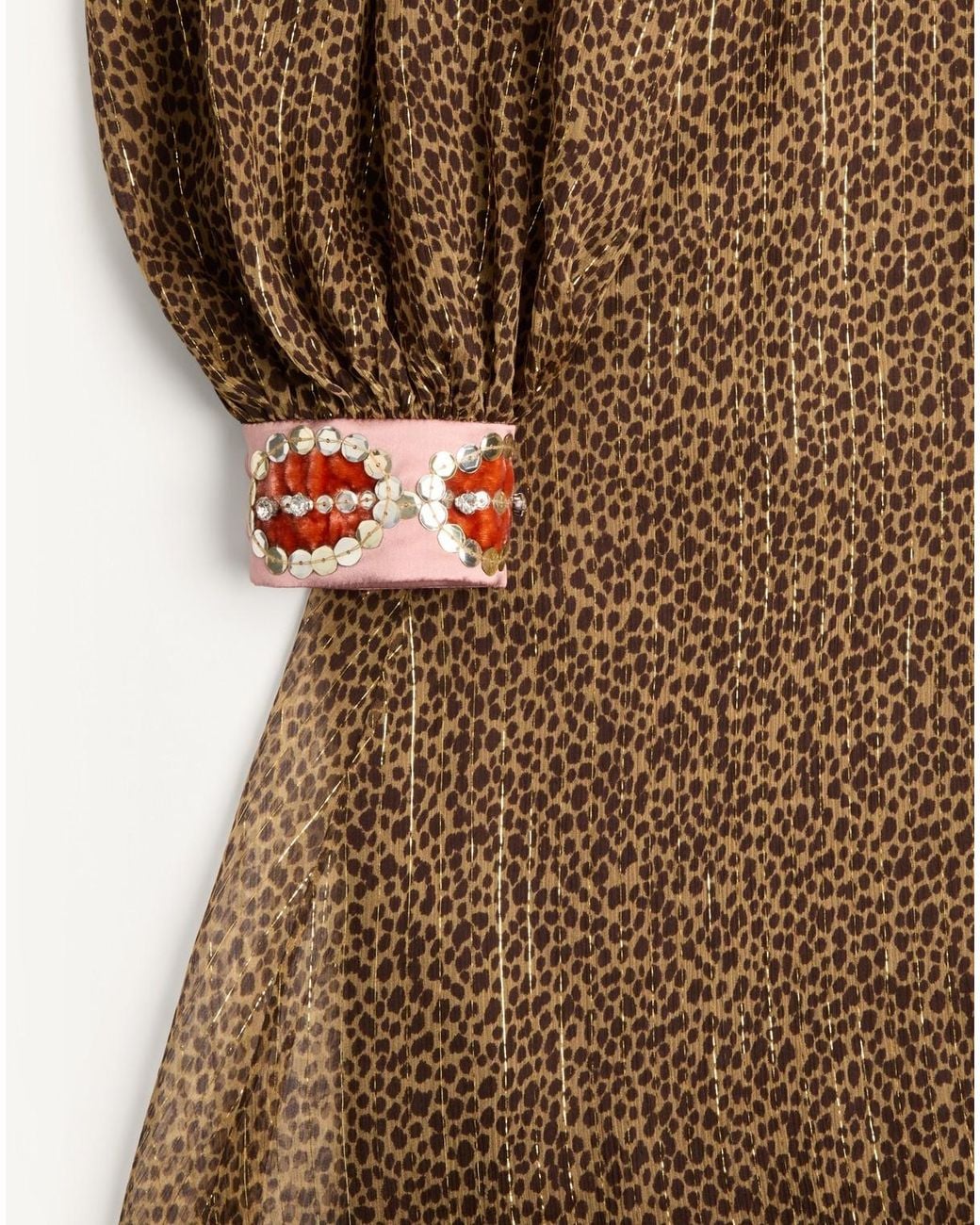 Valentino Brown Lurex Print Midi Dress