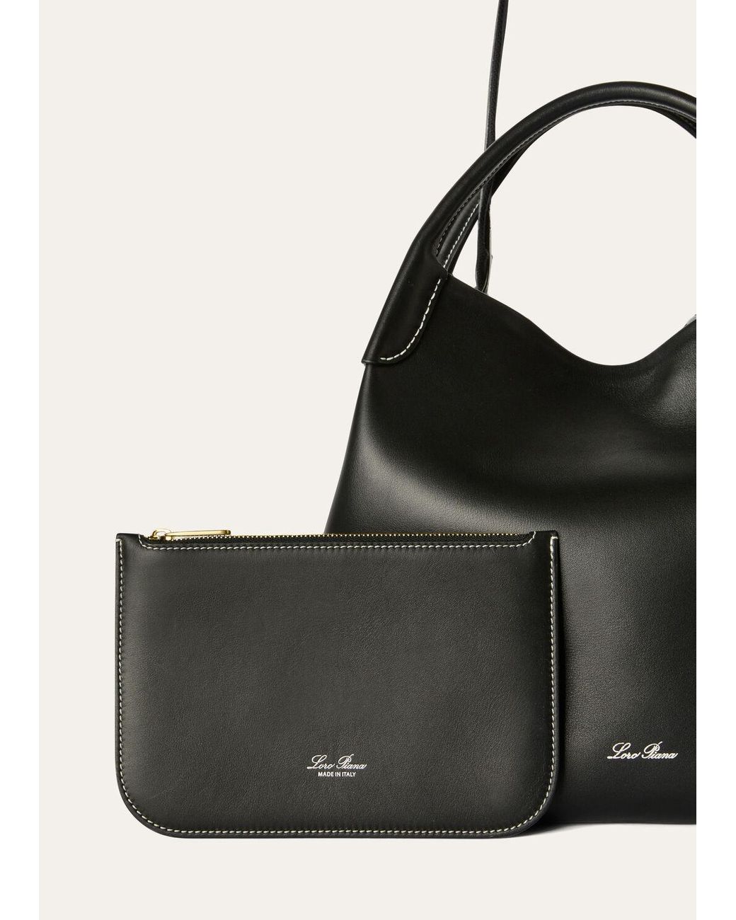 Loro Piana Black Bale Double-Handle Tote Bag