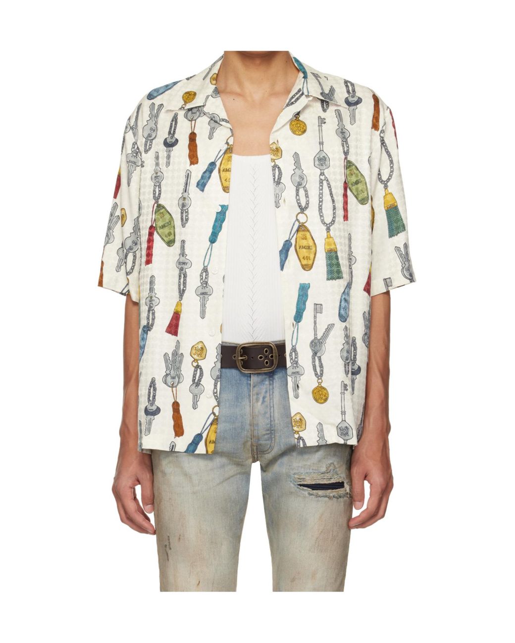 Amiri White Keys Camp Short-Sleeved Shirt for men