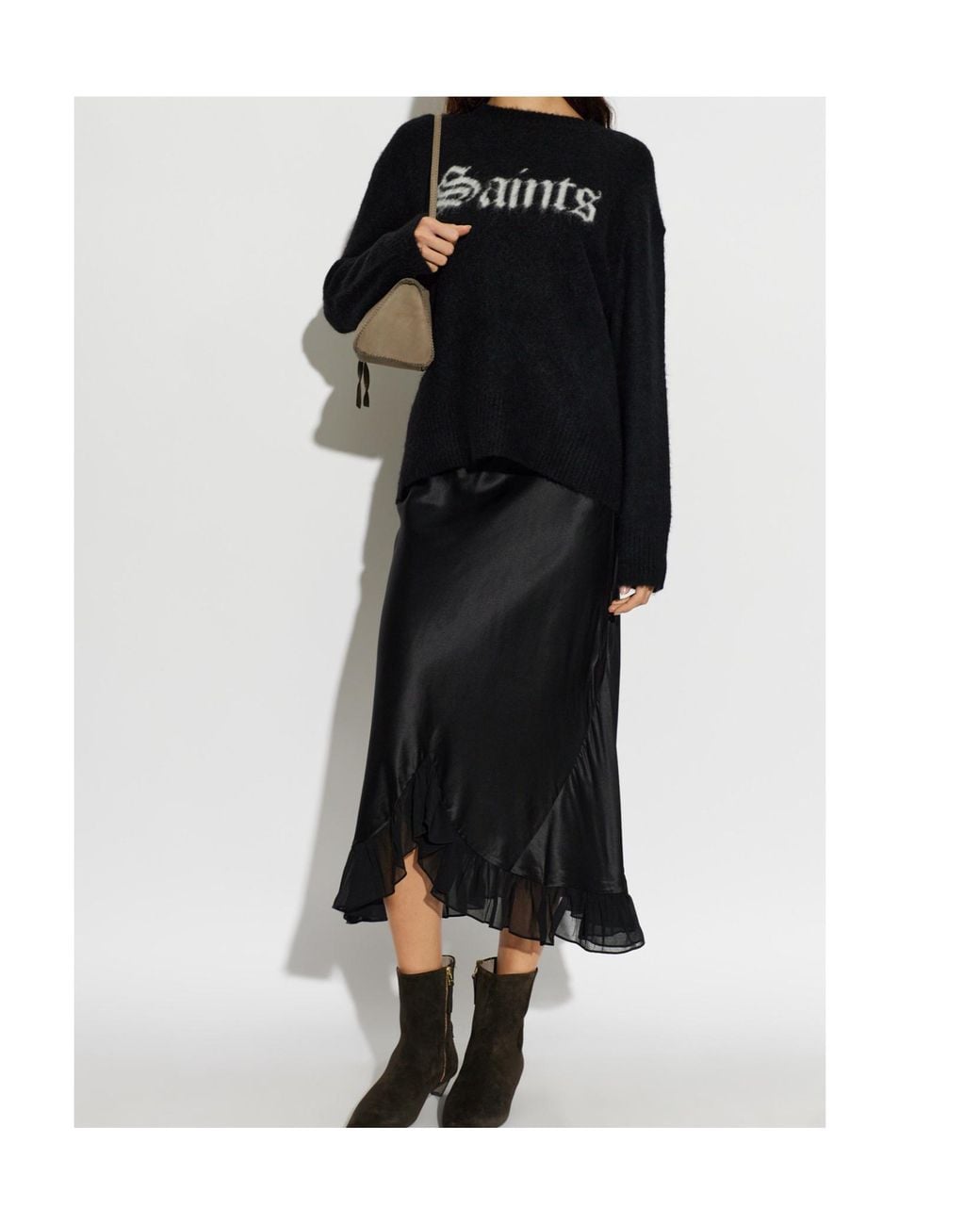 AllSaints Black Irma Ruffled Skirt