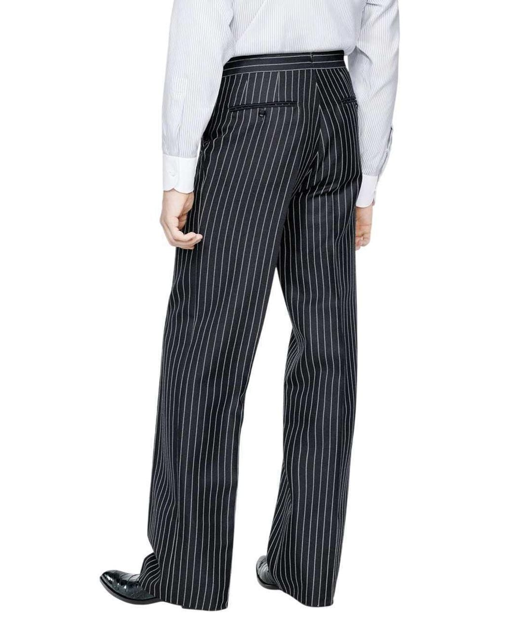 Tom Ford Blue Stripe High-Waist Wide Pant for men