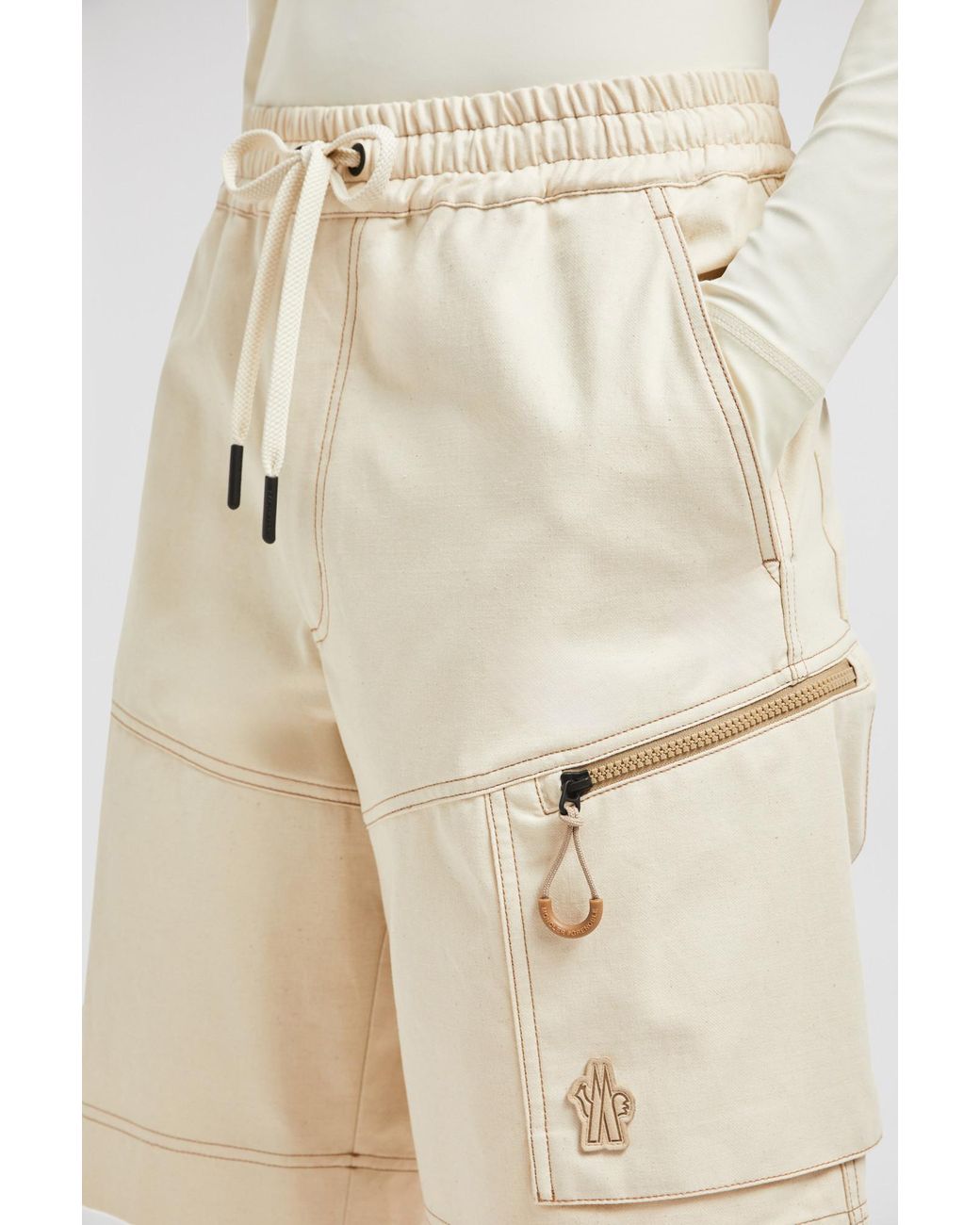 Moncler Natural Grenoble Drill Cargo Shorts for men