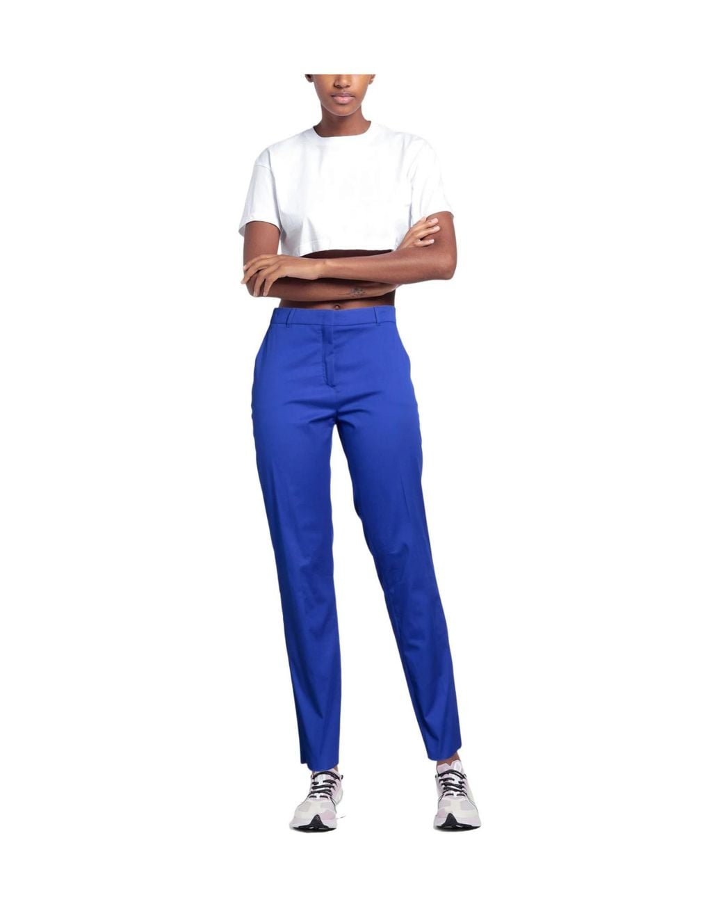 Max Mara Blue Plain Colour Casual Trousers