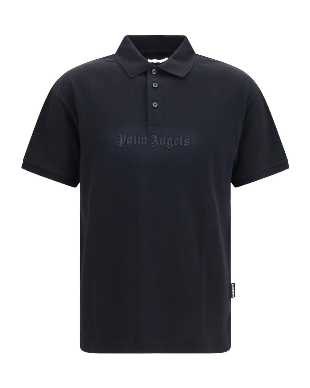 Palm Angels Black Logo Spray Polo Shirt for men