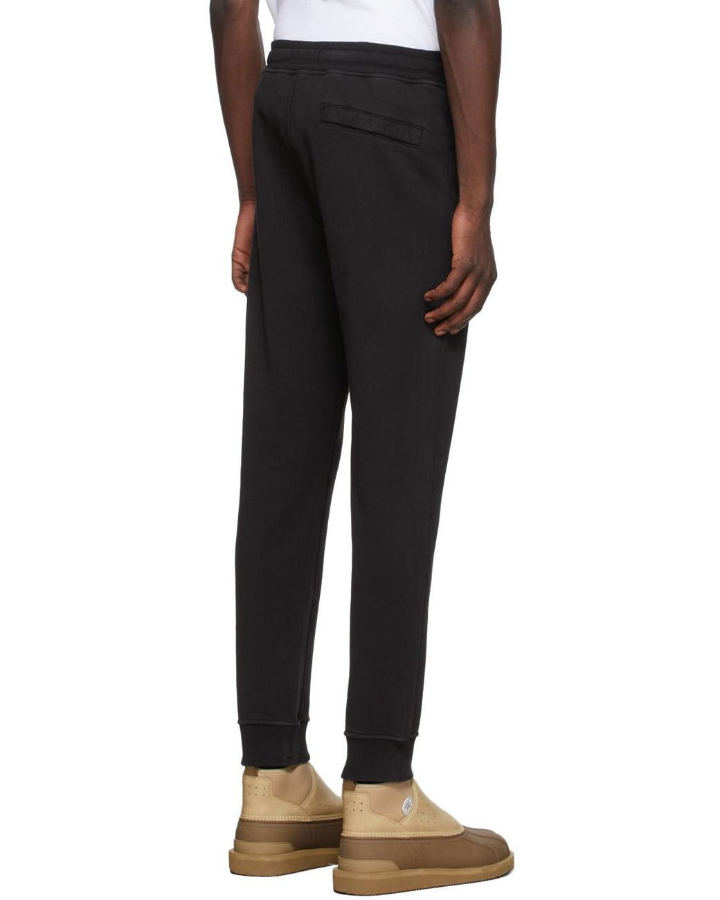 Stone Island Black Logo Patch Drawstring Sweatpants for men