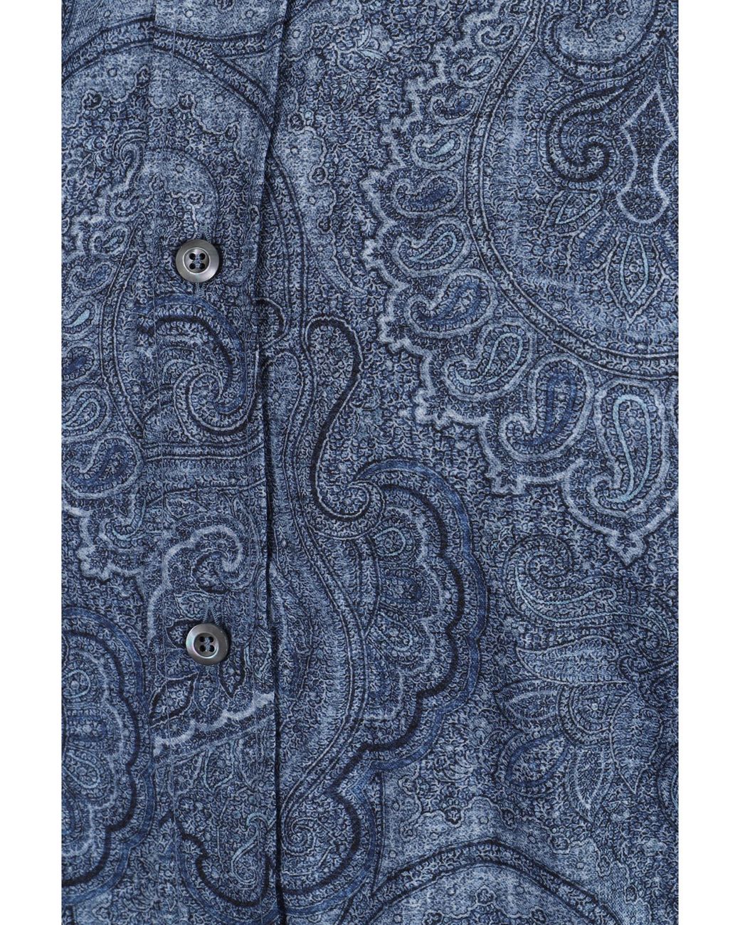 Brunello Cucinelli Blue Patterned Jacquard Buttoned Shirt for men