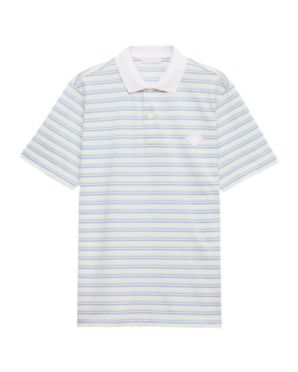 Prada White Short-Sleeved Striped Polo Shirt for men