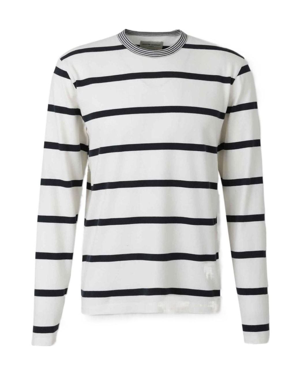 Officine Generale White Officine Générale Striped Long Sleeve T-Shirt for men