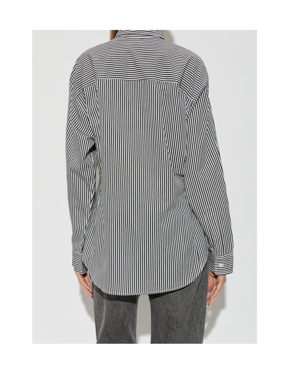 Agolde Gray Cinch Striped Button-Up Shirt