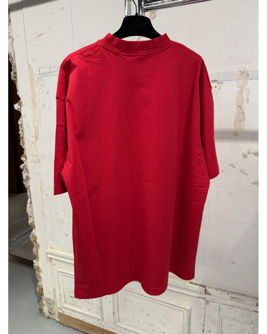 Balenciaga Red Cursive Medium Fit T-Shirt for men