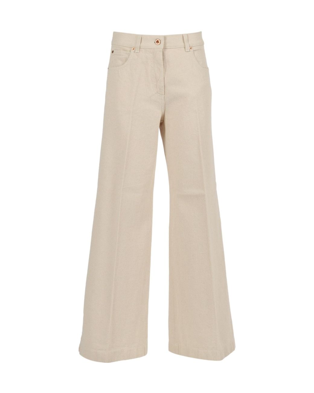 Aspesi Natural Logo Patch Wide Leg Jeans
