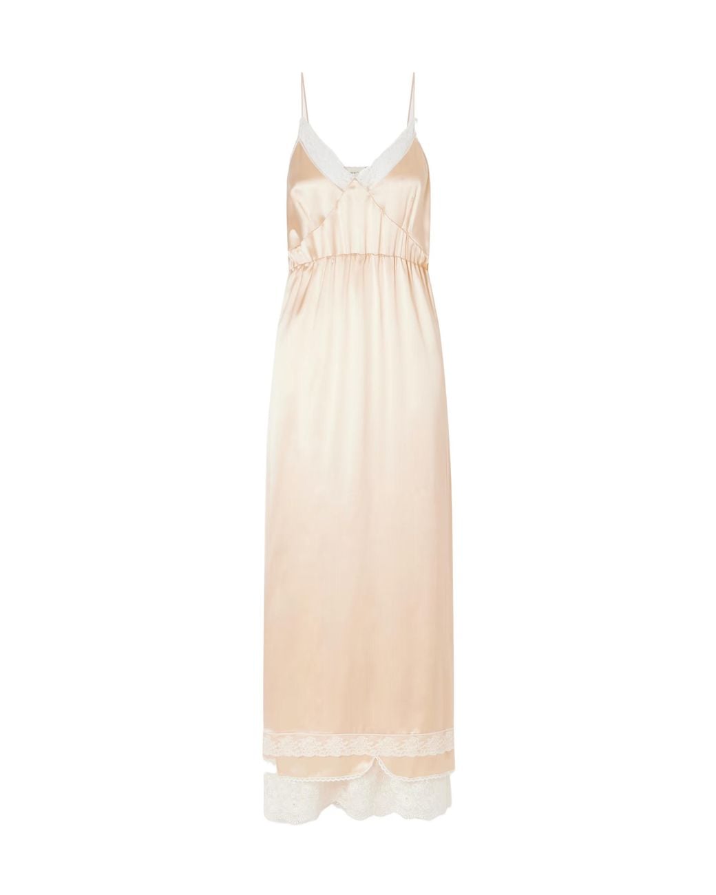 Magda Butrym White Lace-Trimmed Silk Satin Maxi Dress