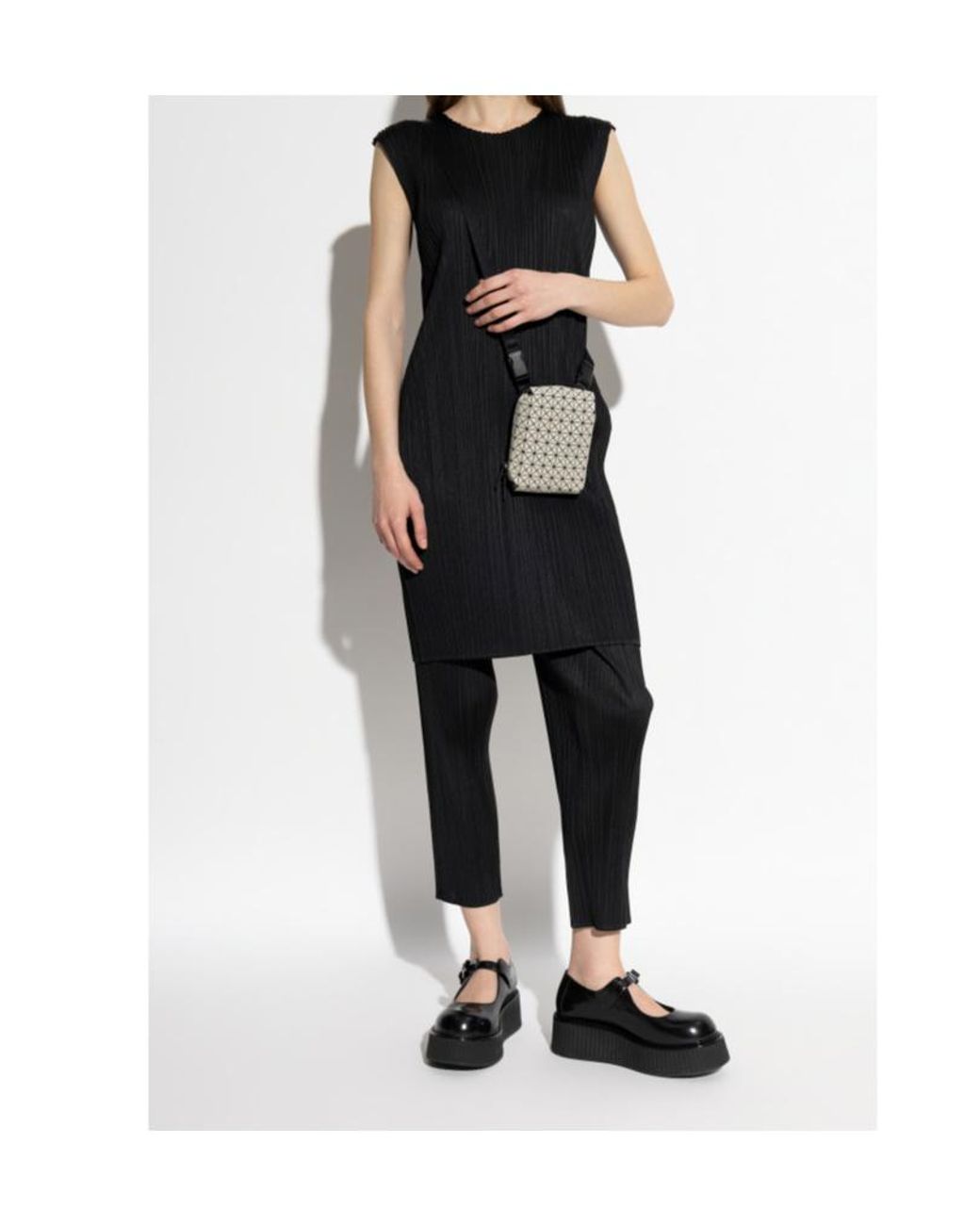 Pleats Please Issey Miyake Black Pleated Mini Dress