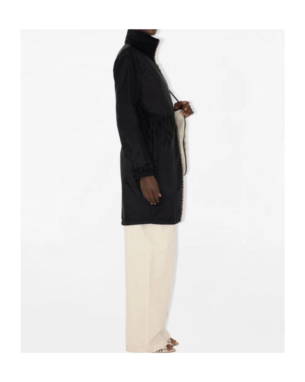 Burberry Black Vintage Check Trim Zipped Parka