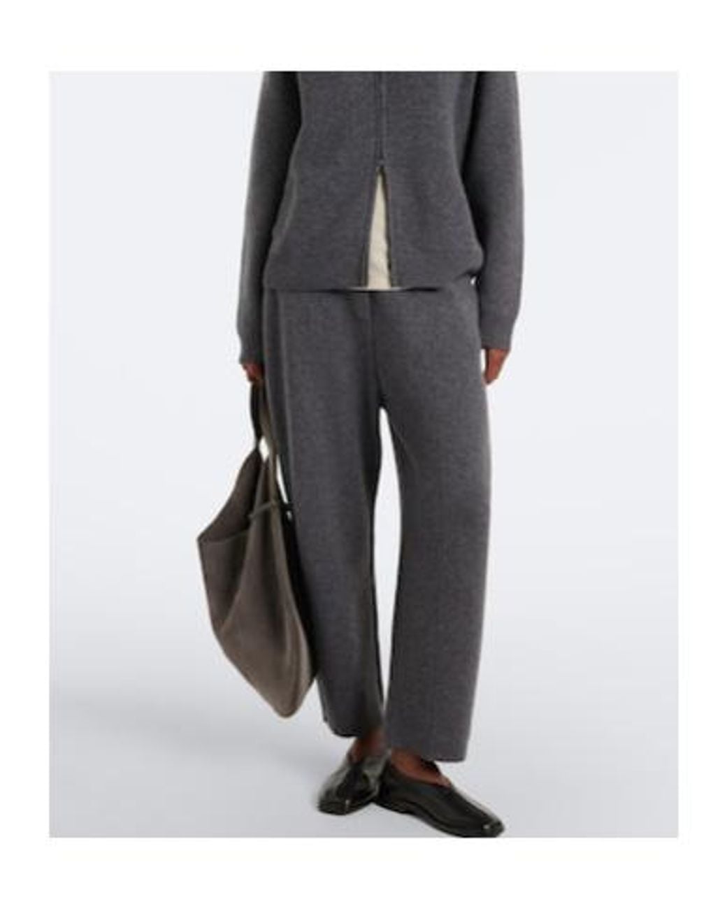 Lisa Yang Gray Wrenda Cashmere Barrel-Leg Pants