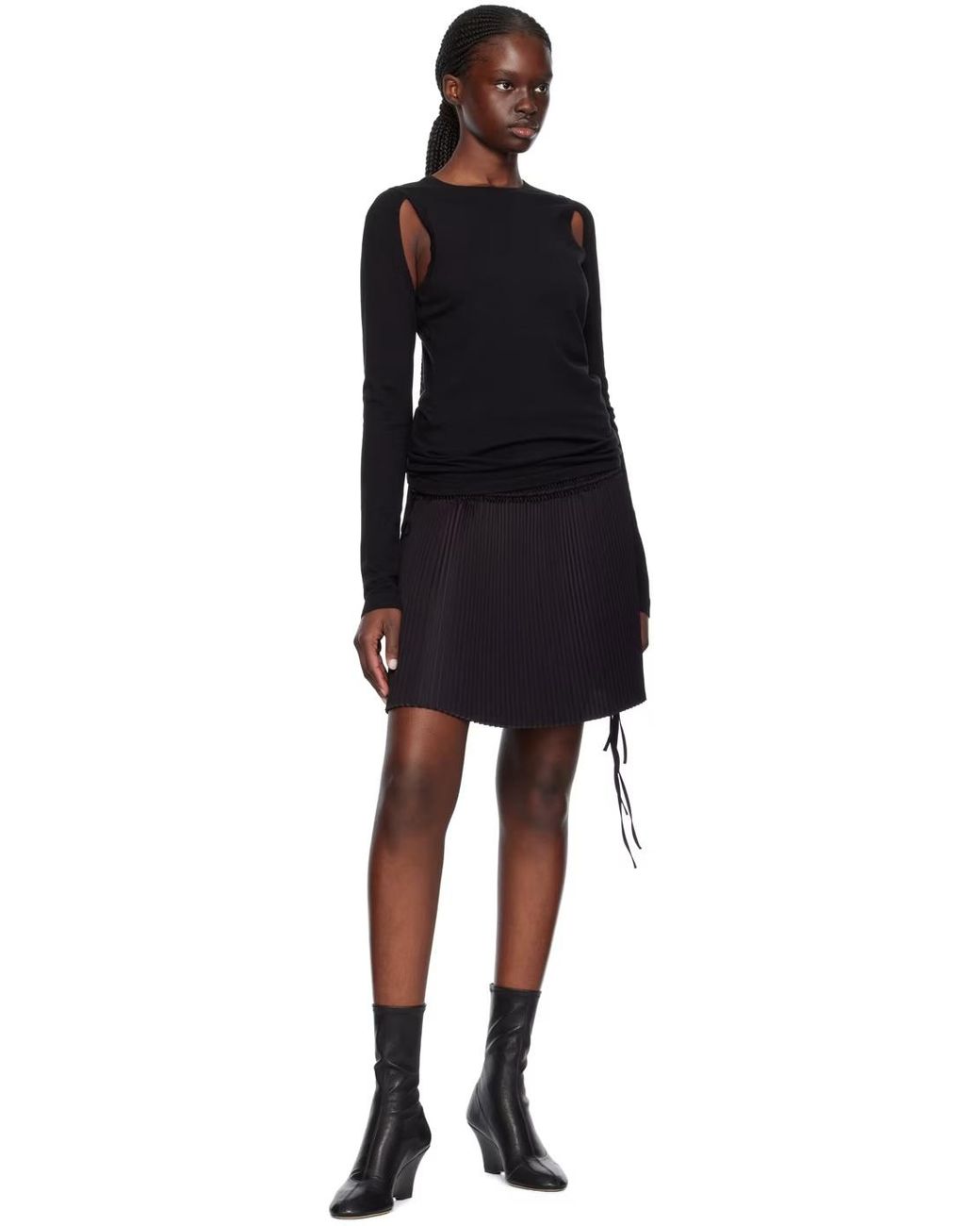 Helmut Lang Black Cut-Out Fine-Knit Jumper