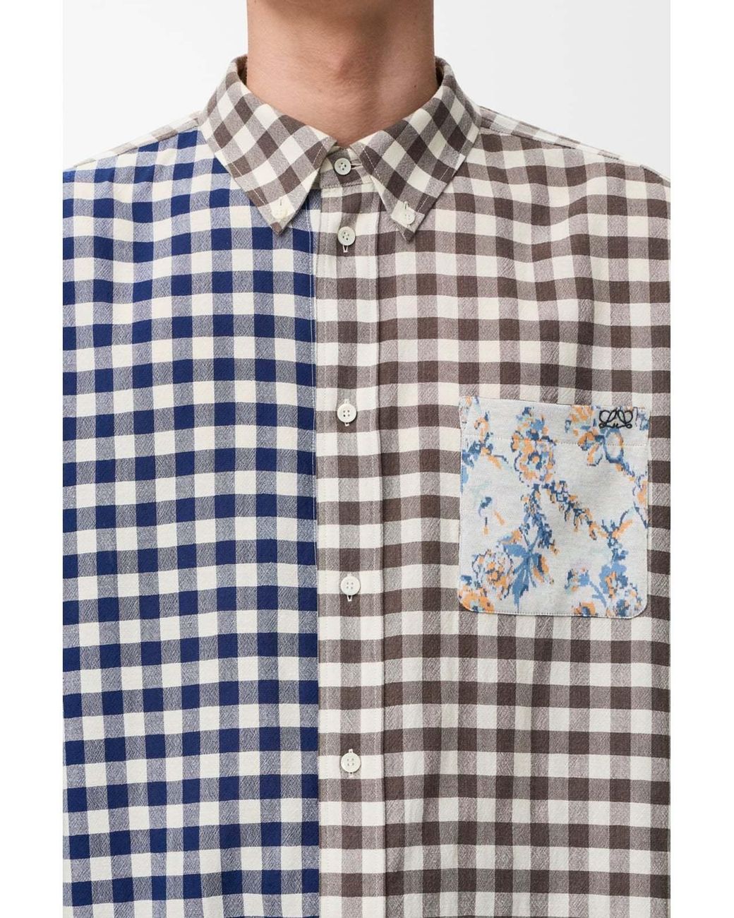 Loewe Blue Button Checked Shirt for men
