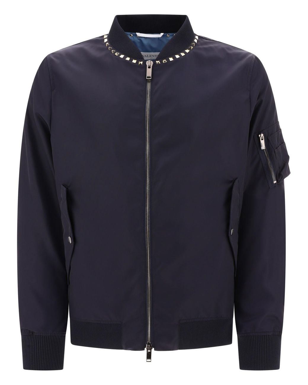 Valentino Blue Zip-Up Long-Sleeved Bomber Jacket for men