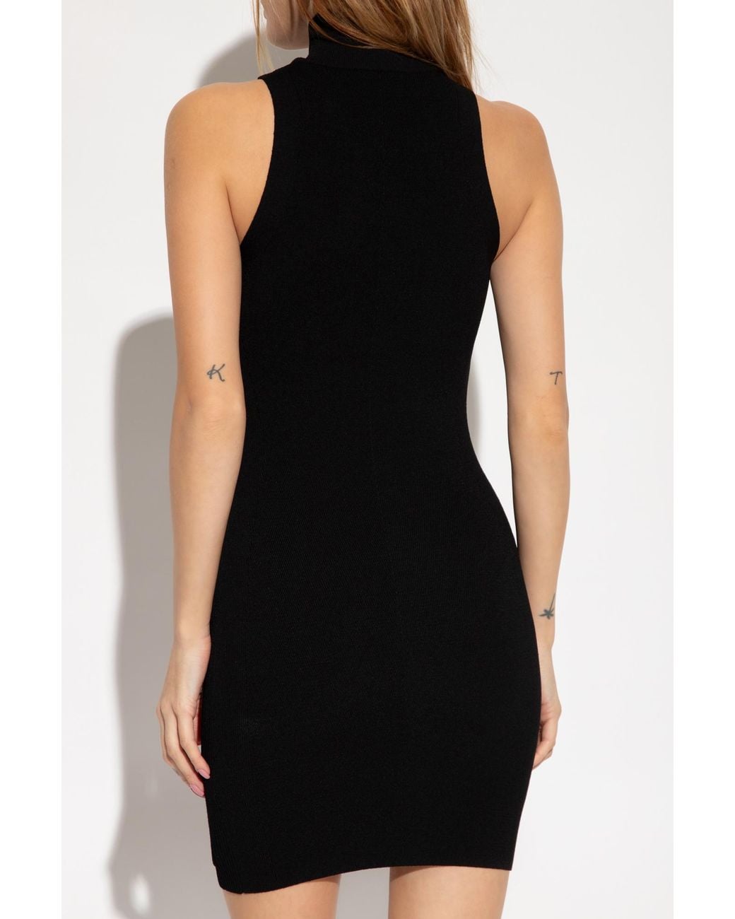 DIESEL Black M-Onervax Mock-Neck Ribbed Dress