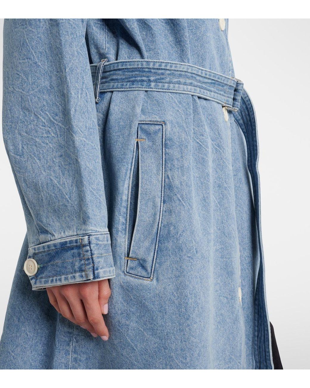 Agolde Blue Long Button-Down Denim Jacket