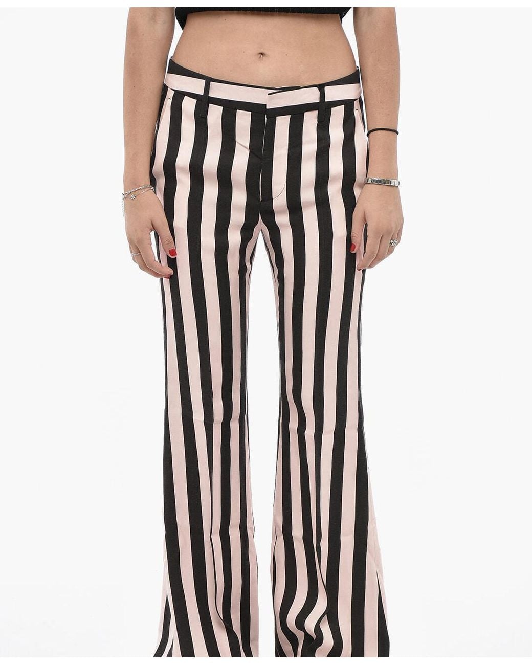 DSquared² White Striped Flared Trousers