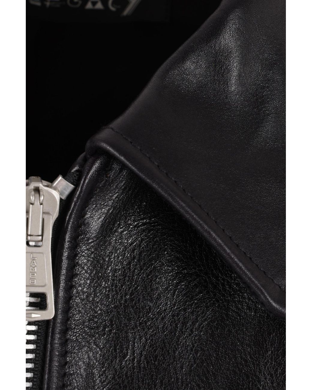 Our Legacy Black Cropped Leather Jacket With Classic Collar