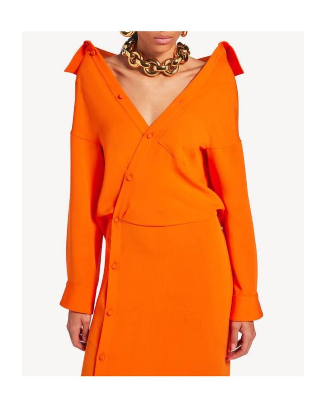 Balenciaga Orange Off-Shoulder Maxi Dress