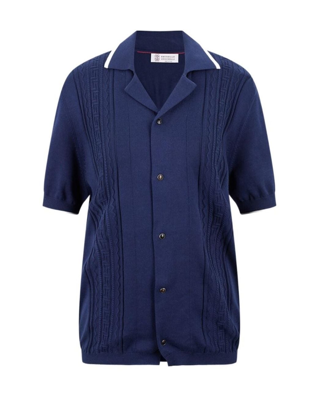 Brunello Cucinelli Blue Short-Sleeved Knitwear for men