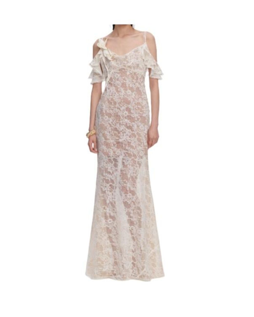 Self-Portrait Multicolor Floral Lace Maxi Dress