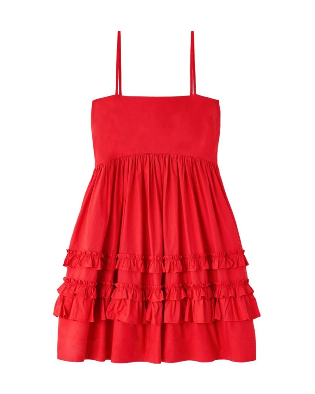 Ganni Red Ruffled Mini Dress