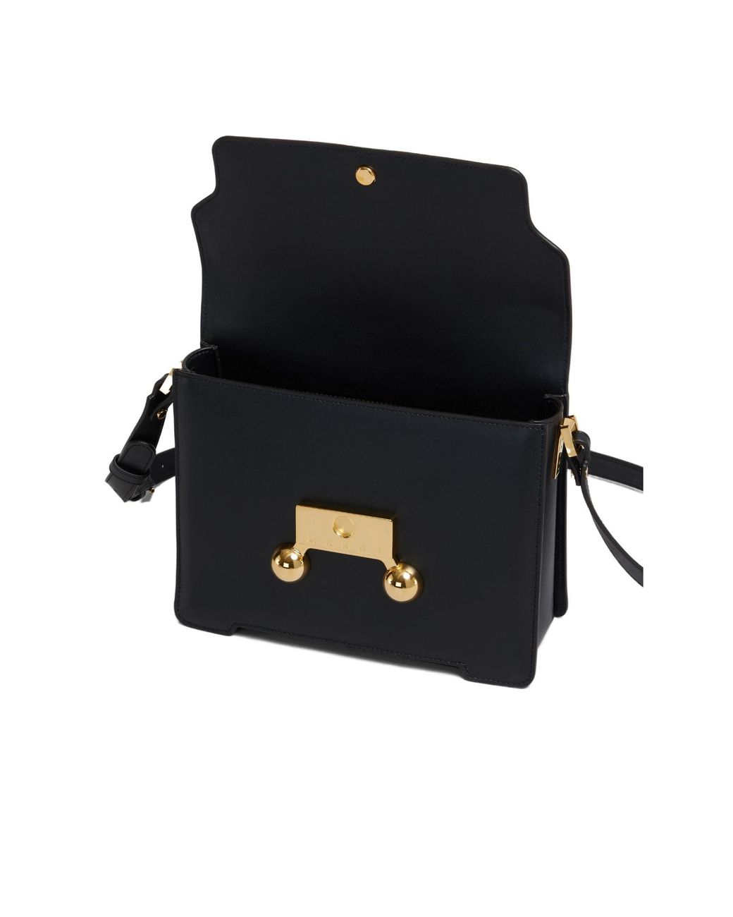 Marni Black Trunkaroo Foldover Top Medium Shoulder Bag