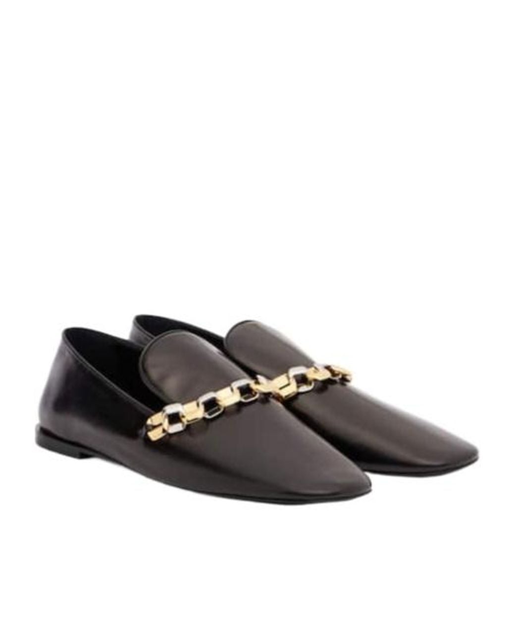 Jil Sander Brown Chain-Detail Leather Loafers