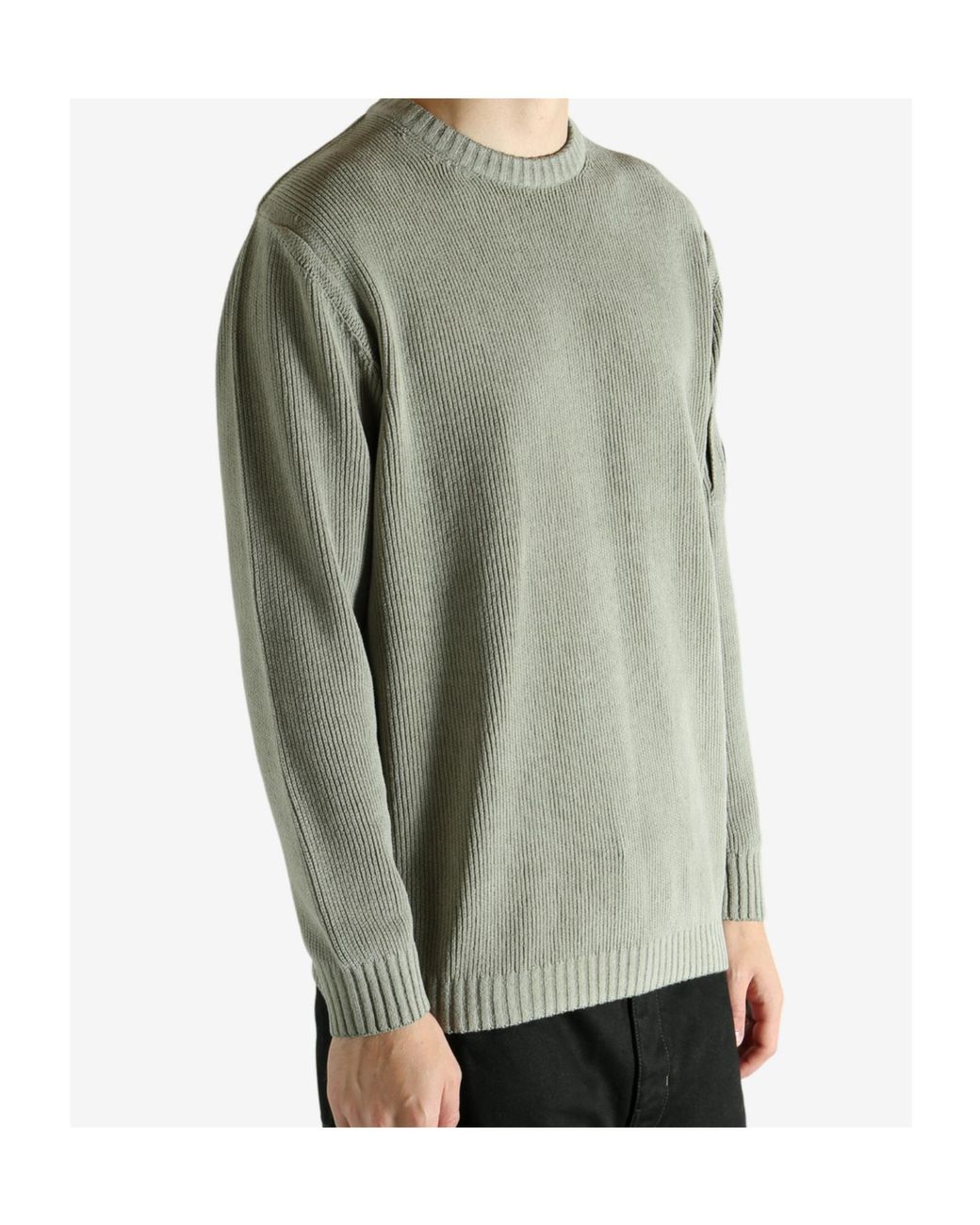 C P Company Gray Ribbed Knit Sweater for men