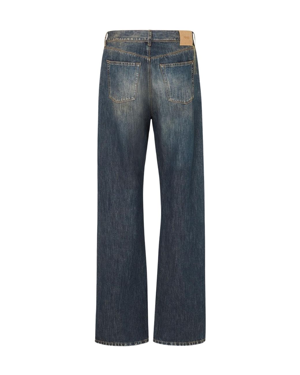 Fendi Blue Faded-Effect Jeans for men