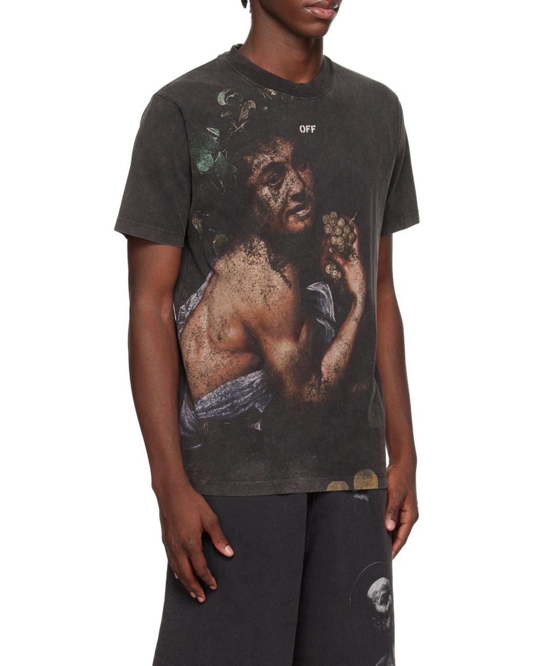 Off-White c/o Virgil Abloh Black Graphic Printed Crewneck T-Shirt for men